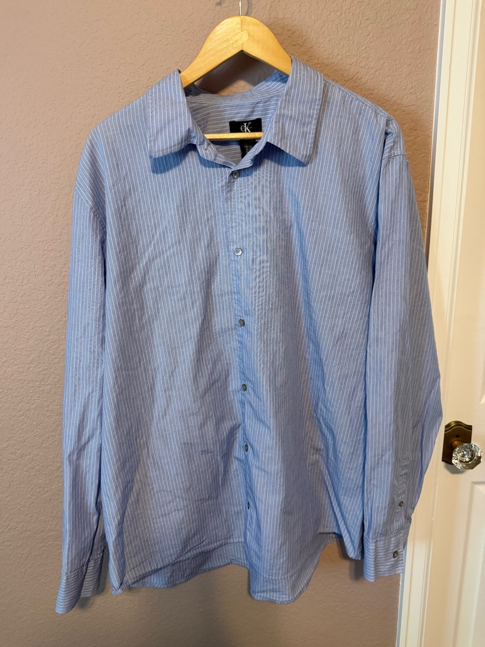 Calvin Klein Light Blue Pinstripe Button Down Dress Shirt